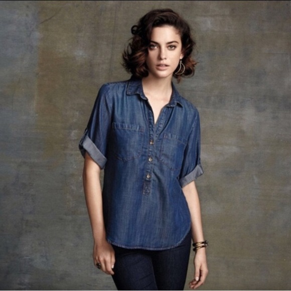 cloth & stone Tops - Cloth & Stone Denim Popover Top